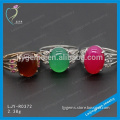 Hot sale fashion jewelry lots multi color glass jade gemstone 925 sterling silver rings